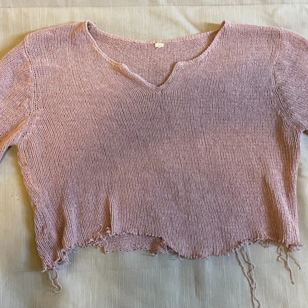 Distressed purple sweater